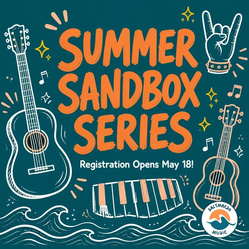 Not sure which instrument fits your child? 🎸 Explore guitar, piano, uke &amp; more in our Summer Sandbox Series: part music class, part adventure! 🌊

Registration opens Mon 5/18! 💛

Enjoy Music. Inspire Kids. 💛
#SaltmarshMusic #SummerSandbox #Sou