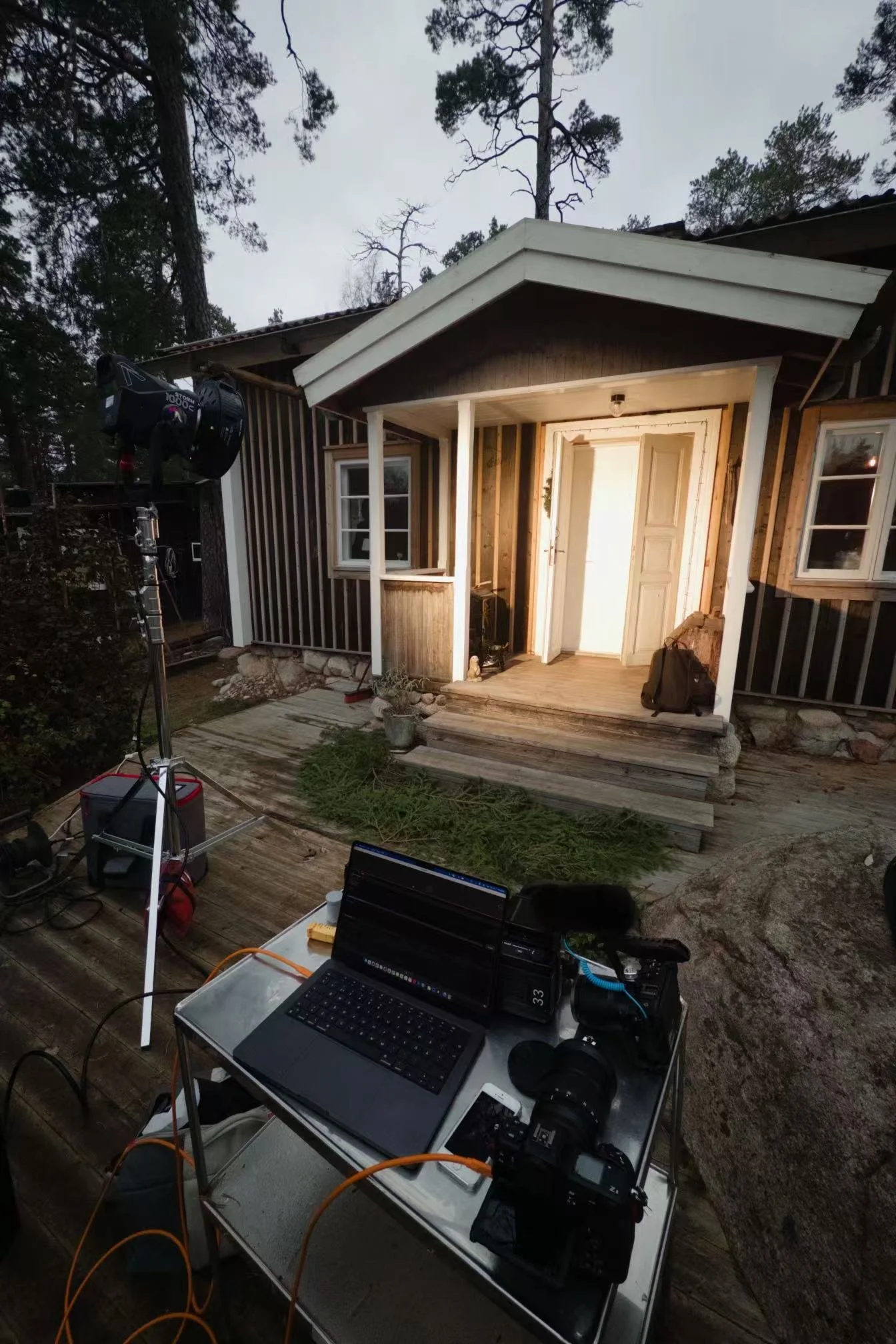 Film8 lighting setup at the MÅNELLA campaign location in Saltsjö-Boo