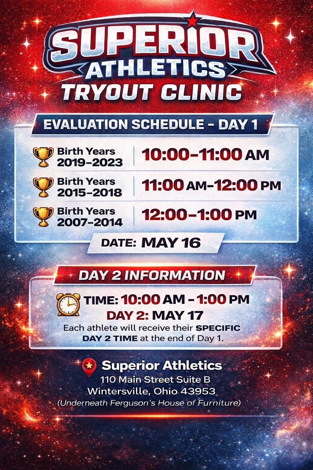 TRYOUT CLINIC EVALUATIONS ARE HERE!
