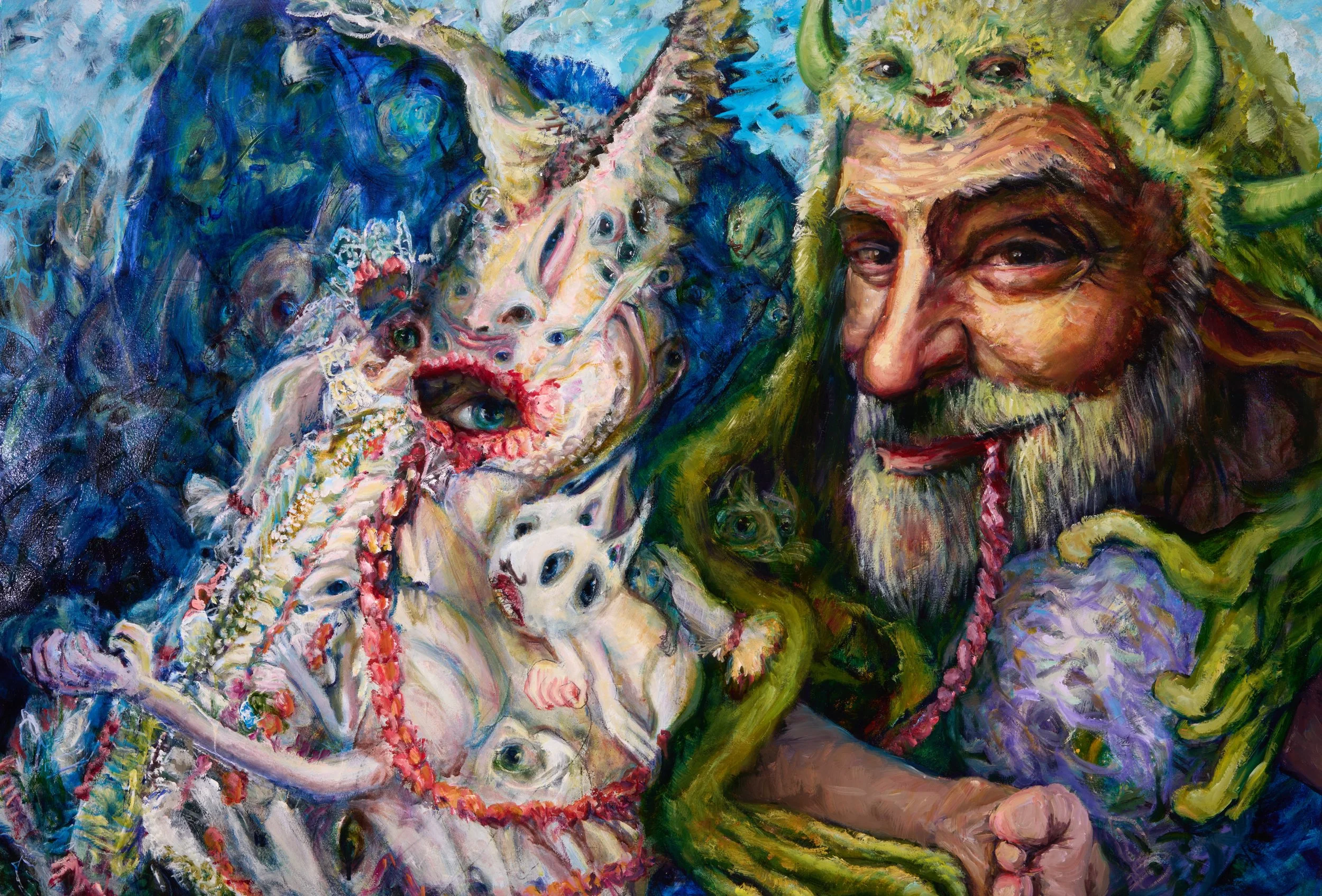 Green Man’s Gift. Oil on paper mounted on PVC board. 2026. 32” x 47”