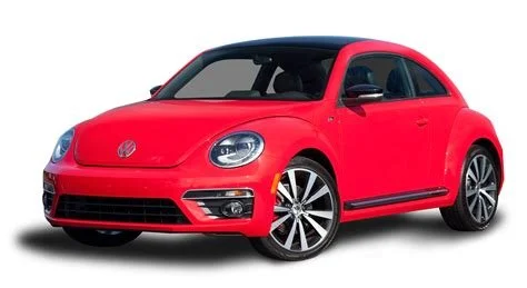 Red Volkswagen Beetle car on a white background