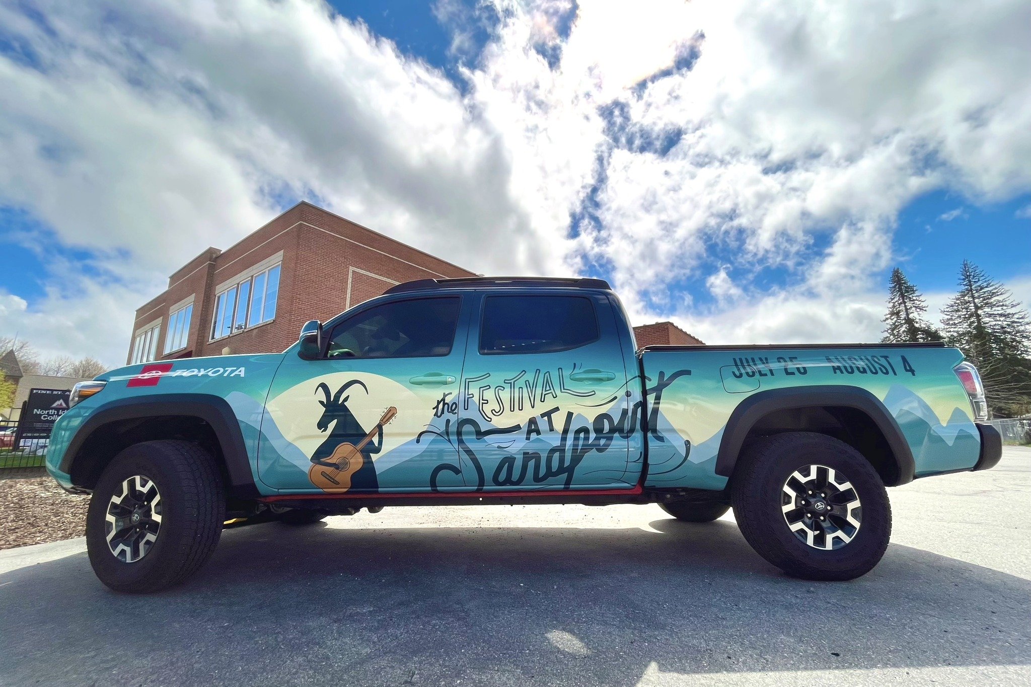 Have you seen this truck driving around lately? 

Thanks to @toyota, we have a brand new 2023 Tacoma TRD with a custom Festival at Sandpoint wrap inspired by the 2024 Series Lineup Poster by @wild_design_by_magdalena!

Stay tuned for more adventures 