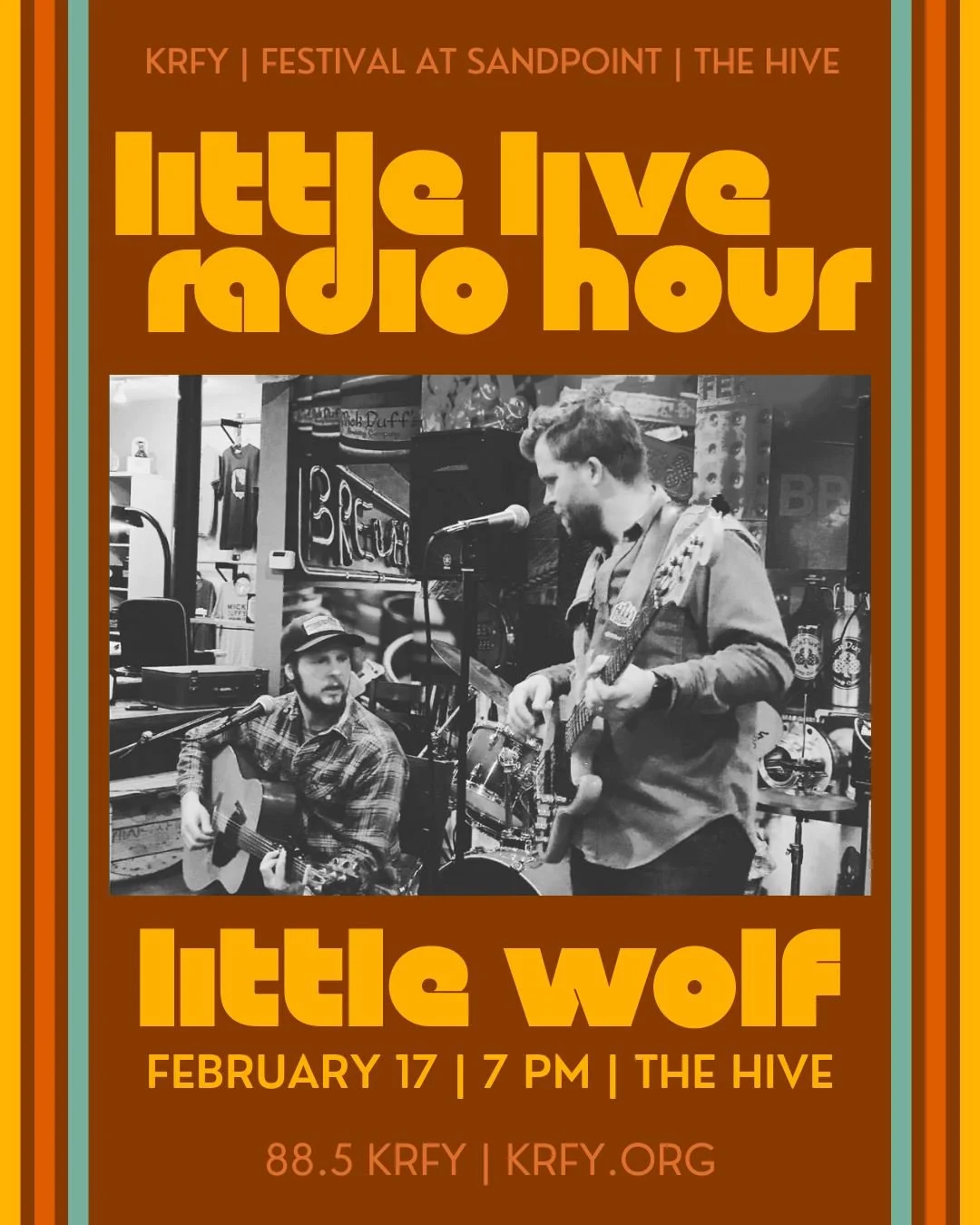 February 17 at 7 PM, join us for Little Live Radio Hour featuring Little Wolf (@justinlandis &amp; Josh Hedlund) now at The Hive! 

Same time, same station, new venue.

Attend in person, tune in on 88.5 KRFY FM, or stream at krfy.org. Visit our link 