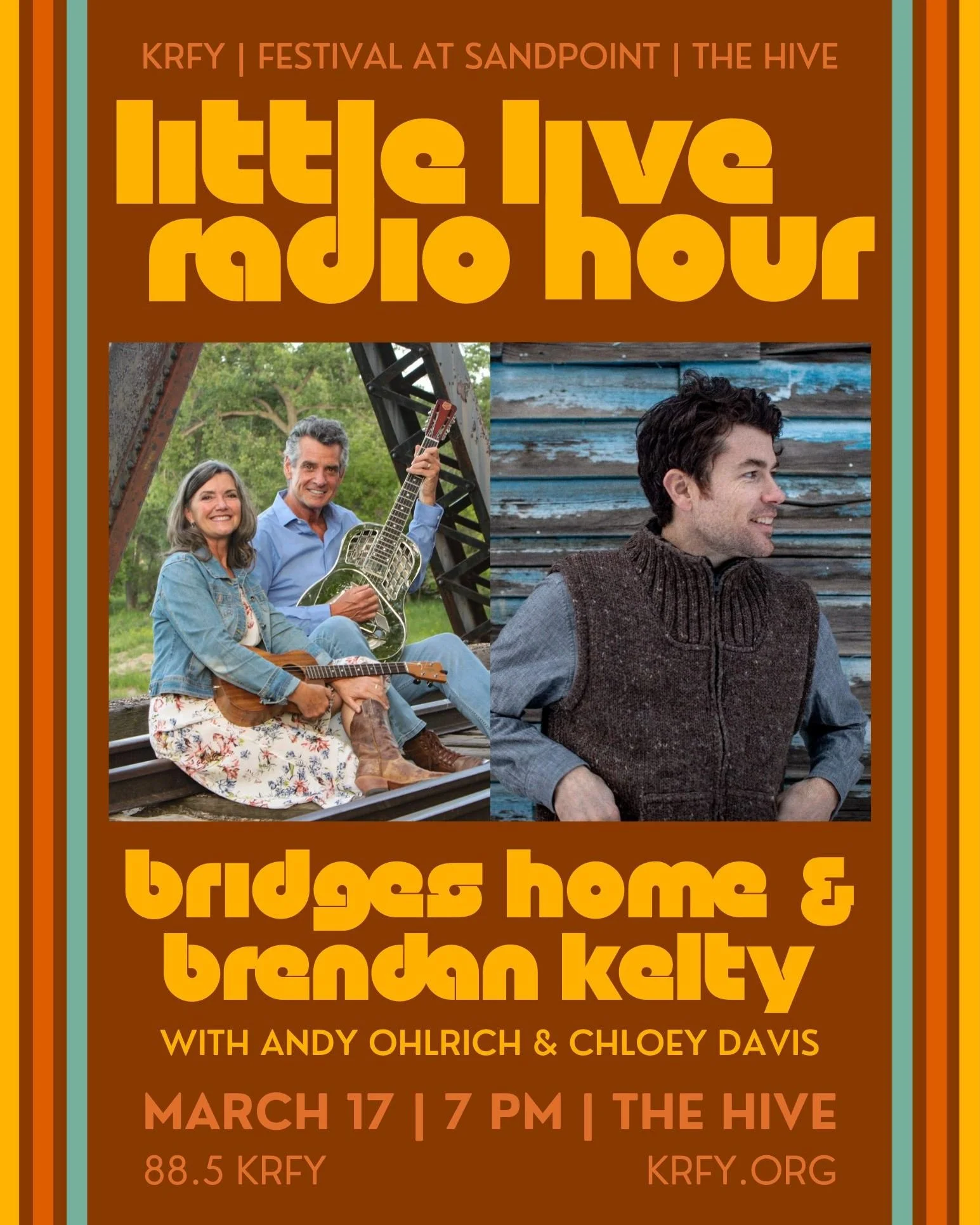 Next Tuesday, March 17,  join us at The Hive for a special St. Patrick&rsquo;s Day edition of Little Live Radio Hour!

This month, will feature some Irish-inspired tunes by @bridgeshome7 and @brendan_kelty with Andy Olrich and Chloey Davis. 

Attend 