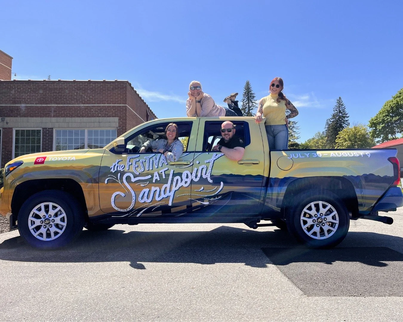 Thanks to @parker_toyota, we are living out our &ldquo;main character in a truck commercial&rdquo; dreams. 

Catch us riding around in style in our new @toyota Tacoma wrapped in the 2026 Summer Series Lineup Poster art designed by @nicgdes student El