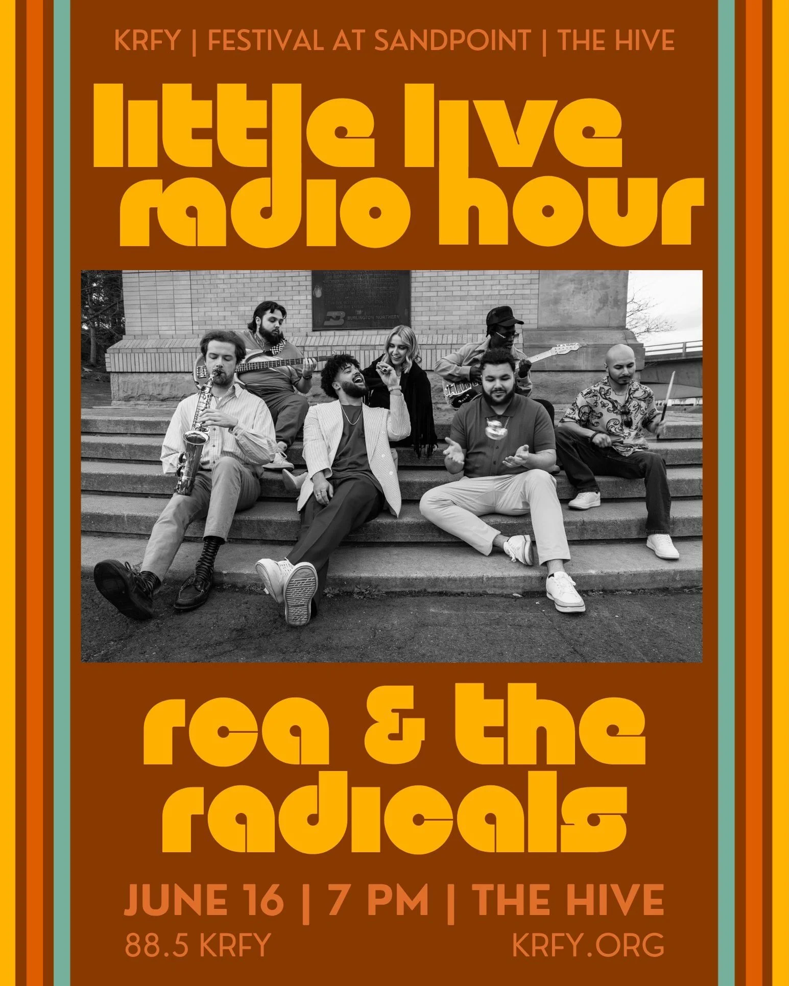Join us Tuesday, June 19, at 7 PM at The Hive for Little Live Radio Hour featuring Spokane funk band RCA &amp; The Radicals (@rcatheradicals / @rca_music)

Admission is free, and all ages are welcome. Attend in person, tune in on 88.5 KRFY FM, or str