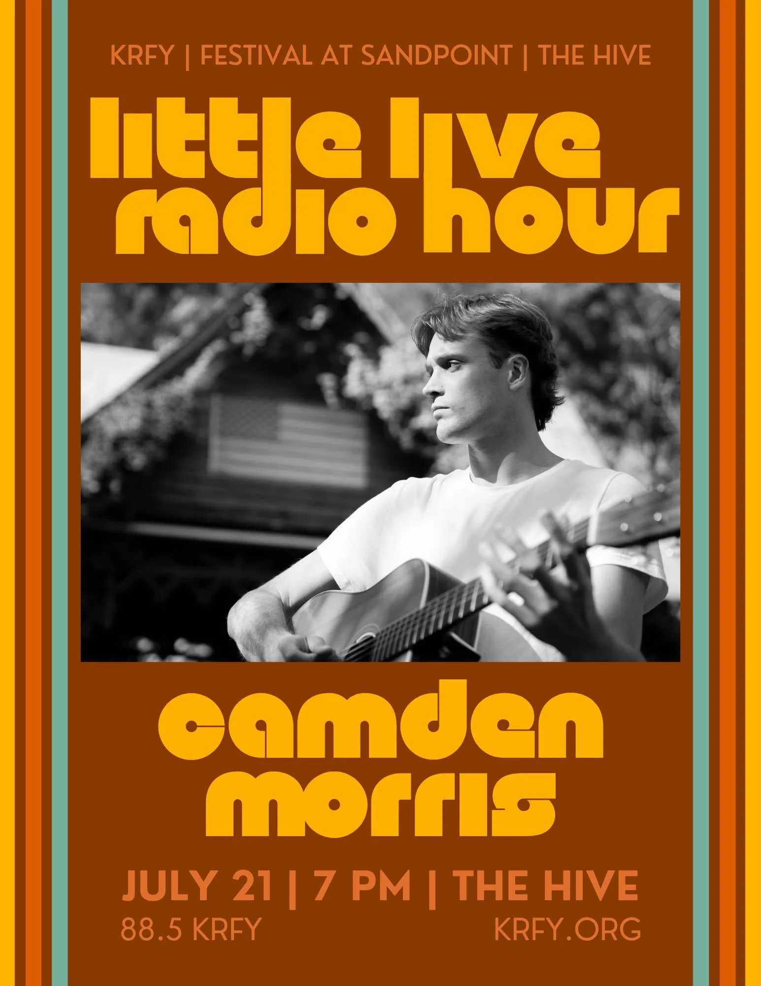TONIGHT: Join us at 7 PM at The Hive for Little Live Radio Hour featuring North Idaho-raised country singer-songwriter Camden Morris!

Admission is free, and all ages are welcome.&nbsp;

You may recognize Camden as one of the openers for Midland on A