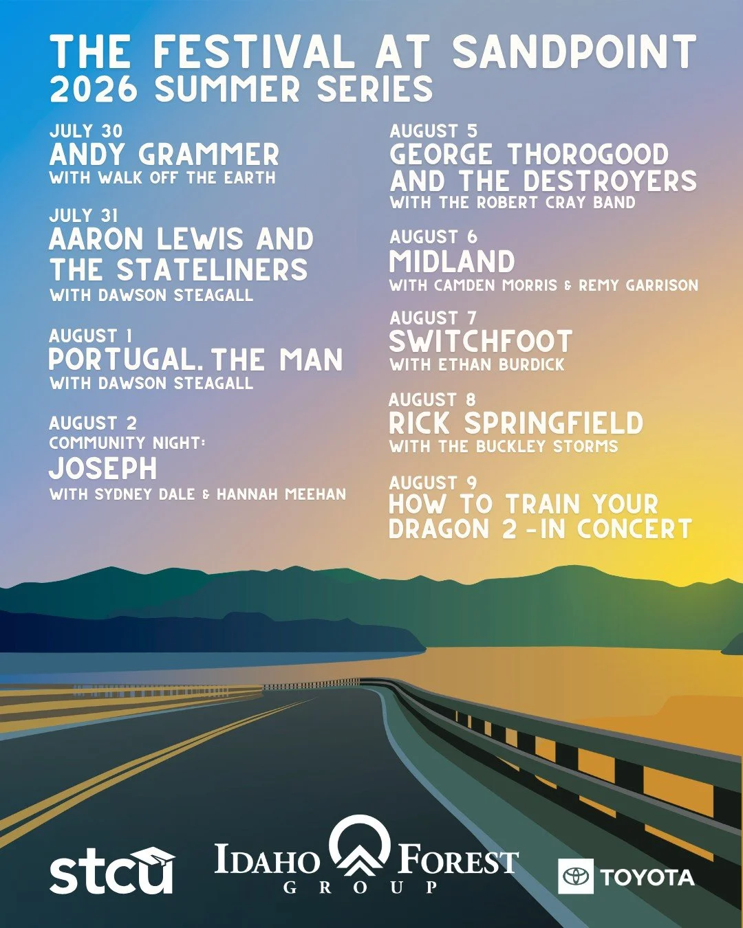 Our 2026 Summer Series kicks off tonight! Here&rsquo;s the full lineup and concert schedules so you don&rsquo;t miss a minute of music and summer fun.

Still need a ticket? Visit festivalatsandpoint.com to buy tickets and learn more.