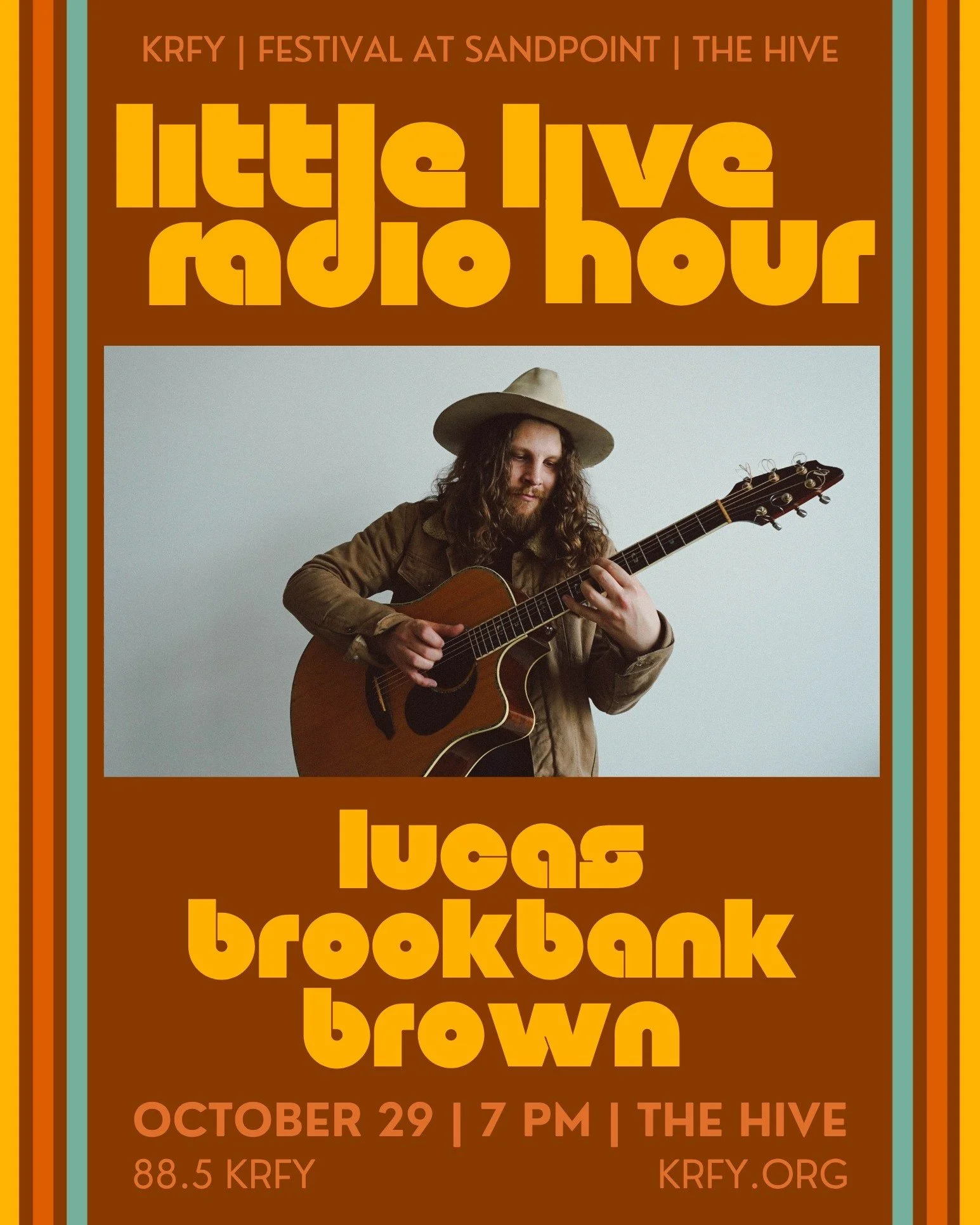 Join us this Tuesday, October 29, at 7 PM at The Hive for Little Live Radio Hour featuring @lucasbrookbankbrown, an Americana and folk-rock singer-songwriter from Spokane.

Admission is free, and all ages are welcome. Attend in person, tune in on 88.