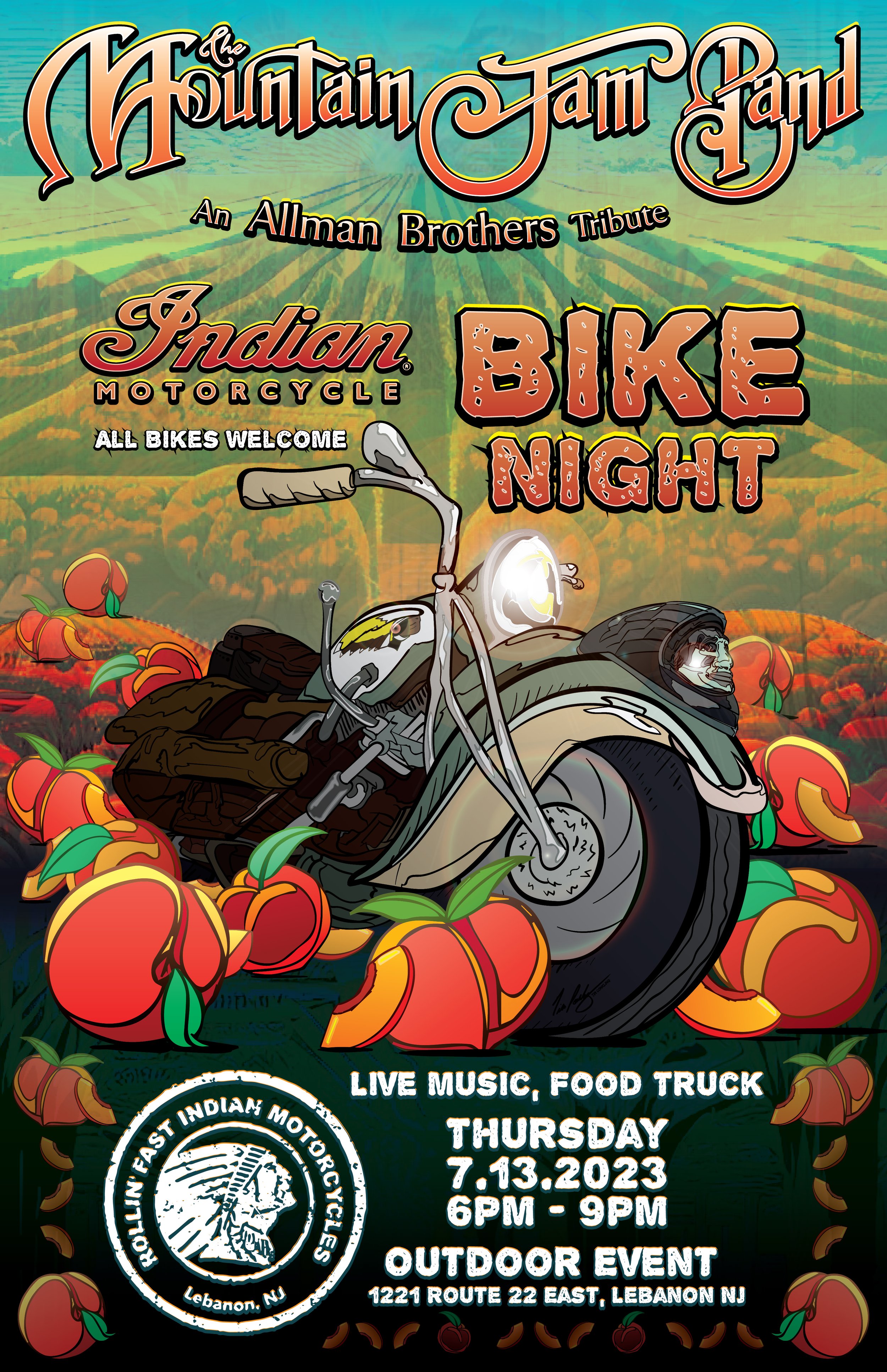 Rollin' Fast Indian Motorcycle OUTDOOR EVENT — The Mountain Jam Band