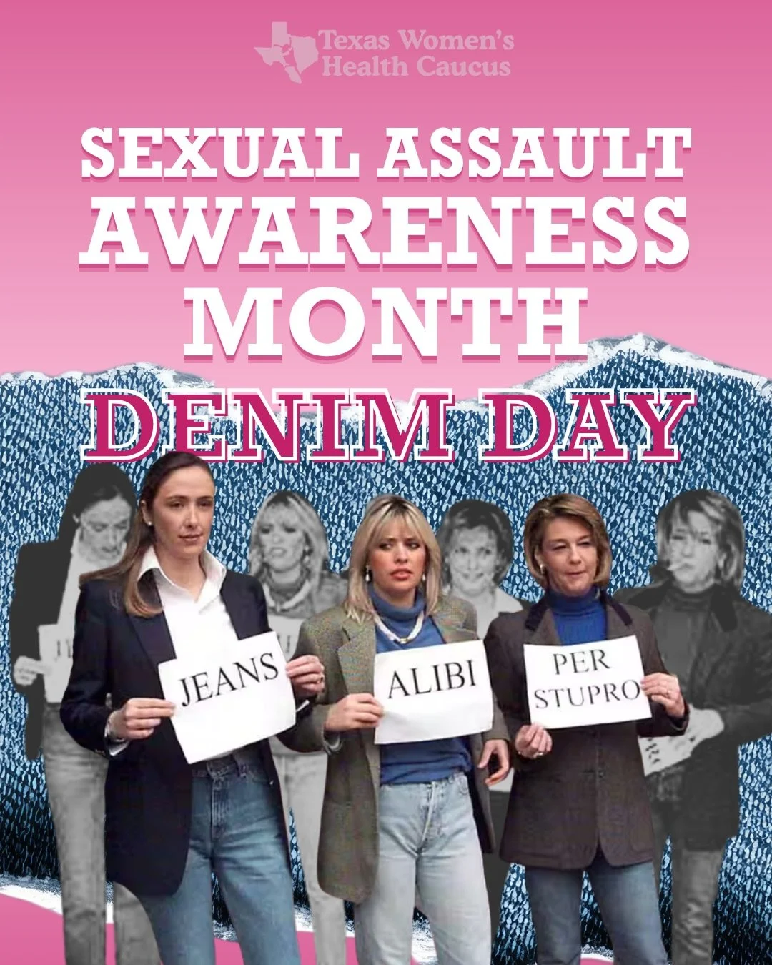 Today is Denim Day !👖 
In 1992, the Italian Supreme Court overturned a rape conviction, claiming that because the victim wore tight jeans, she must have helped remove them and therefore consented. Enraged by this, the women of the Italian Parliament