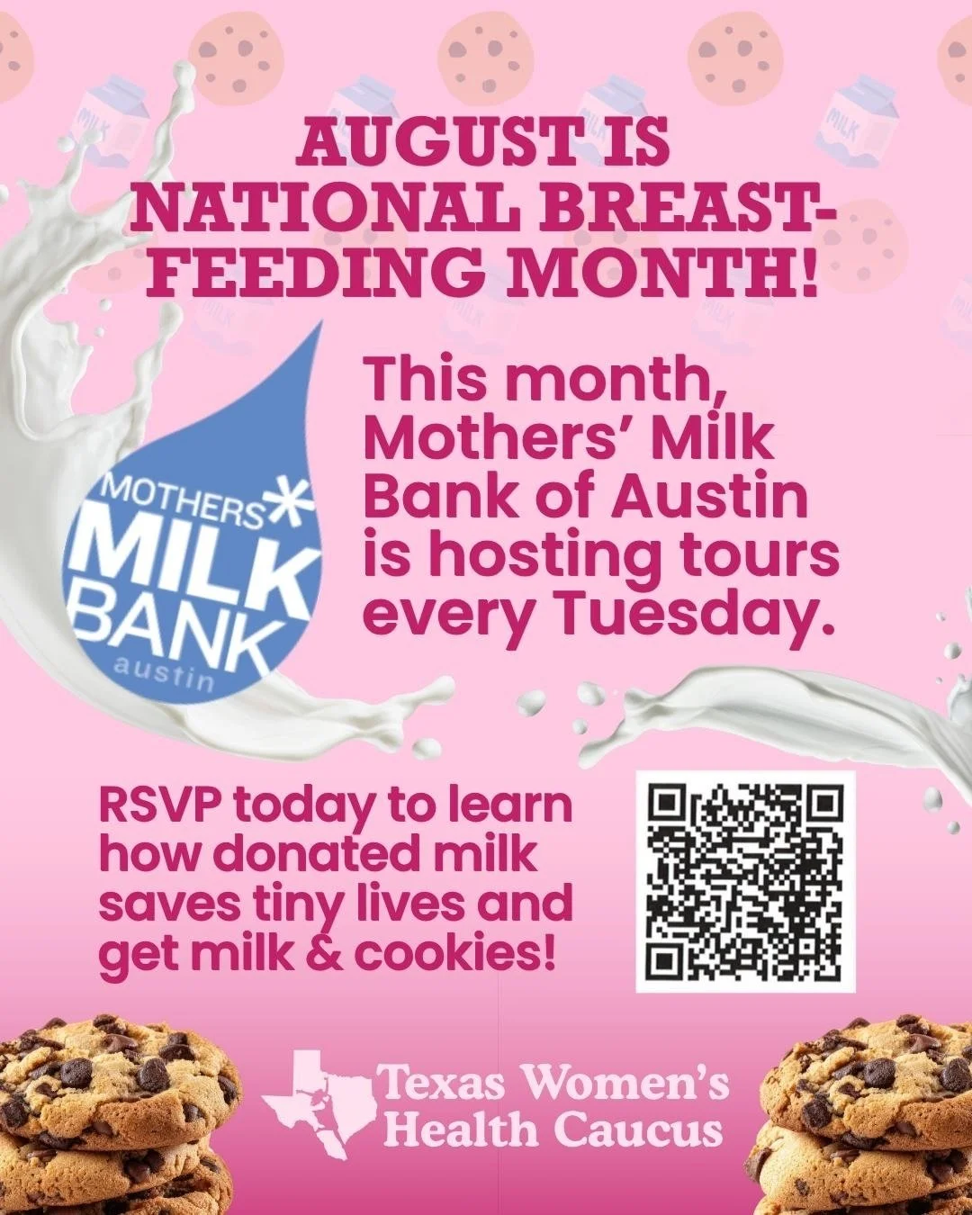 August is National Breastfeeding Month! Join the Mother&rsquo;s Milk Bank in Austin every Tuesday for a tour and learn how breast milk donations help provide vital nutrition to babies in need. If you live outside of Austin, visit www.texasmilkbank.or