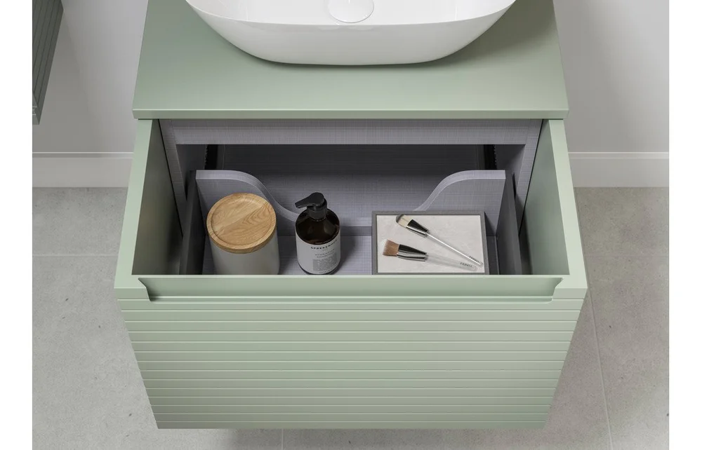 Ascot 600mm Wall Hung 1 Drawer Basin Unit & Worktop - Matt Willow 