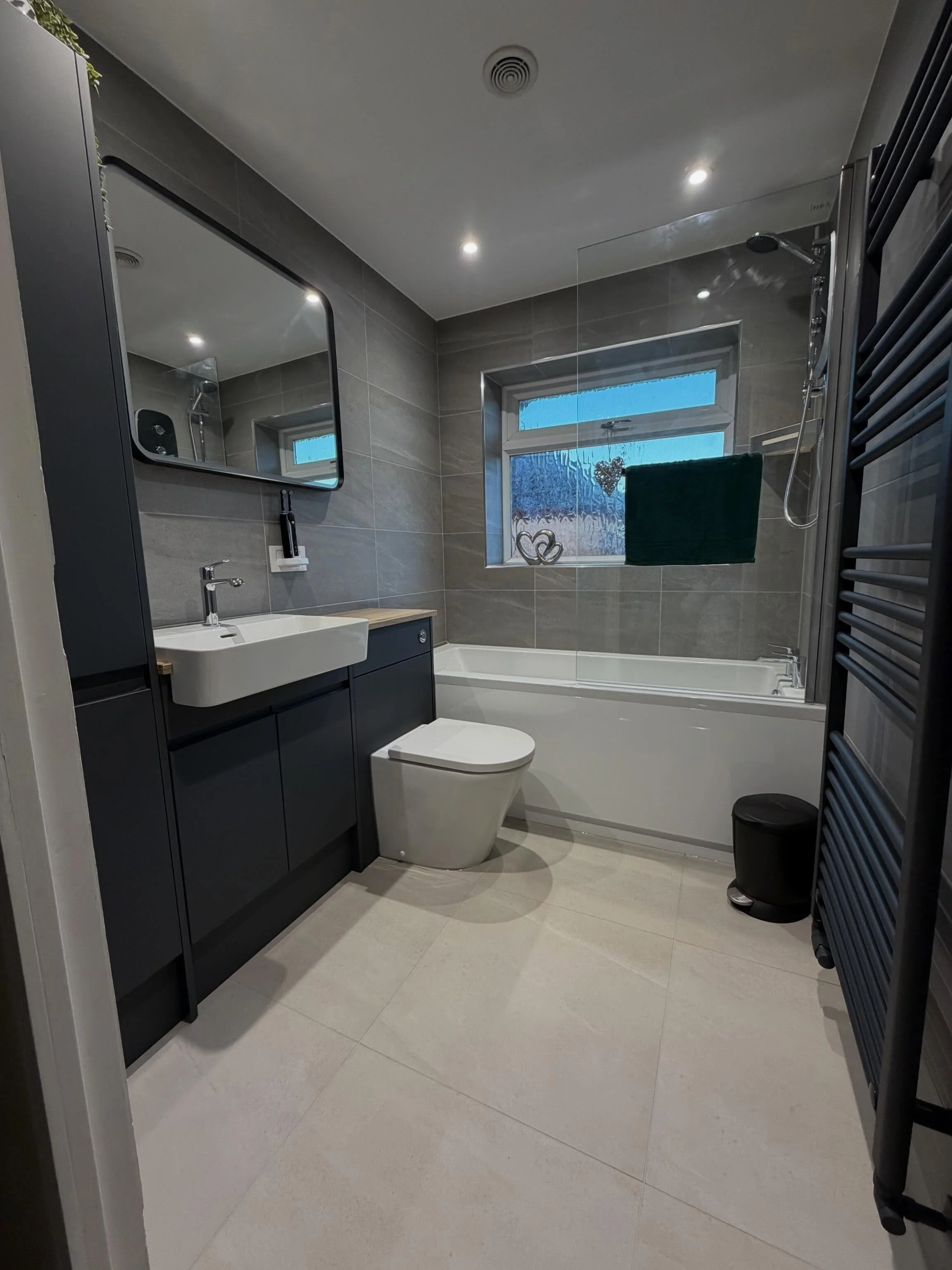 Some before and after photos of a bathroom installation we completed back in February. Huge thanks go to @jr.tilingandbathrooms and @danielbudgen for working on this one for us😊 wall and floor tiles supplied by @emctiles and are Planetstone Light Gr