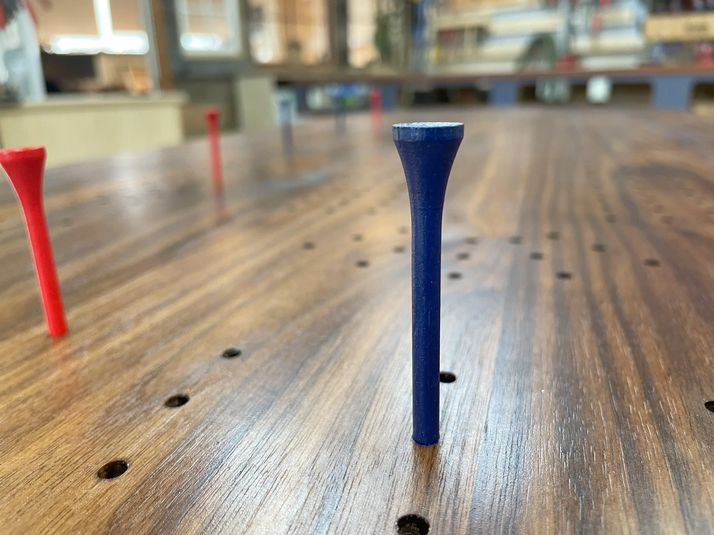 Walnut cribbage board coffee table.