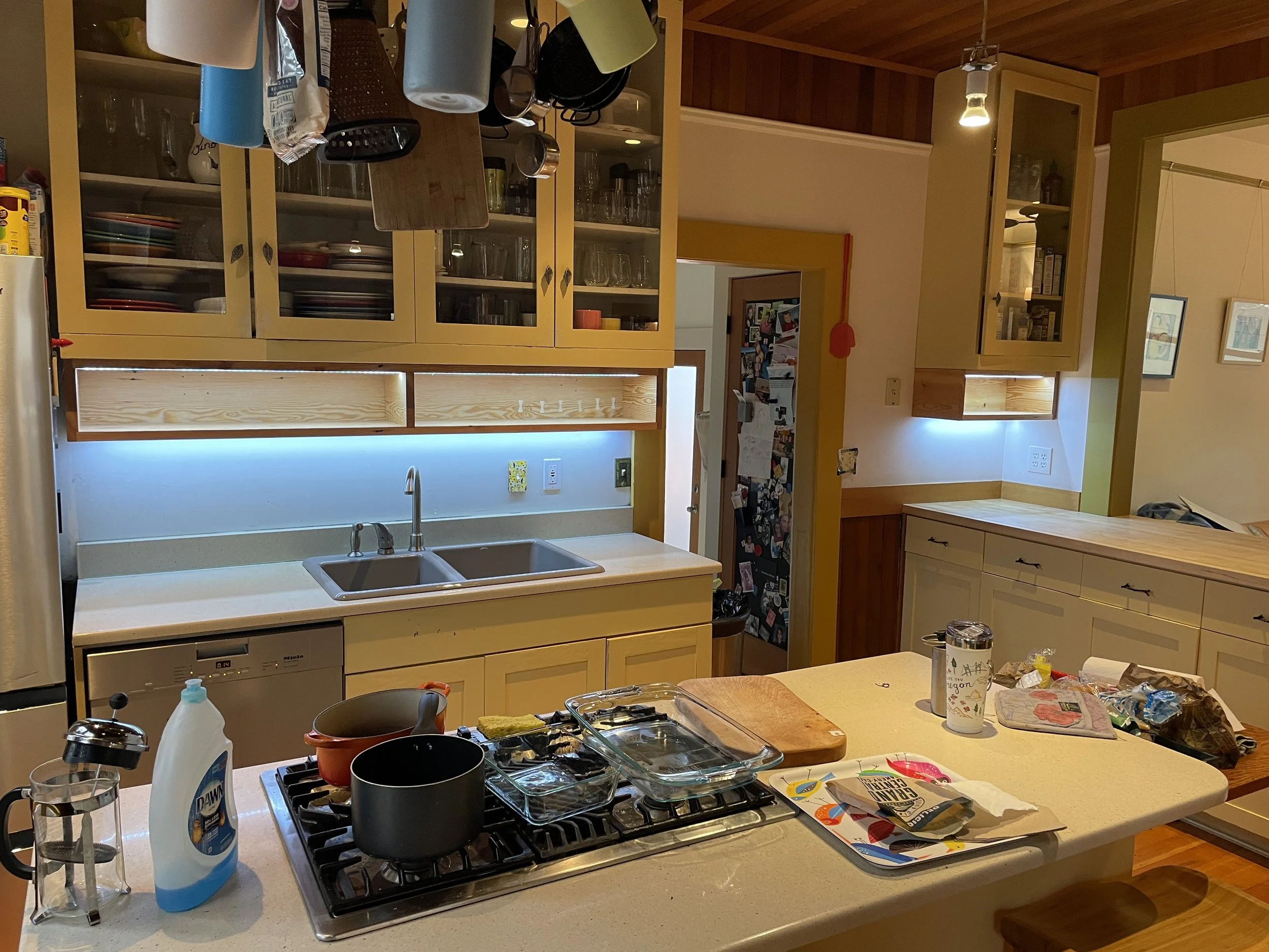 Under cabinet cubbies with LED lights