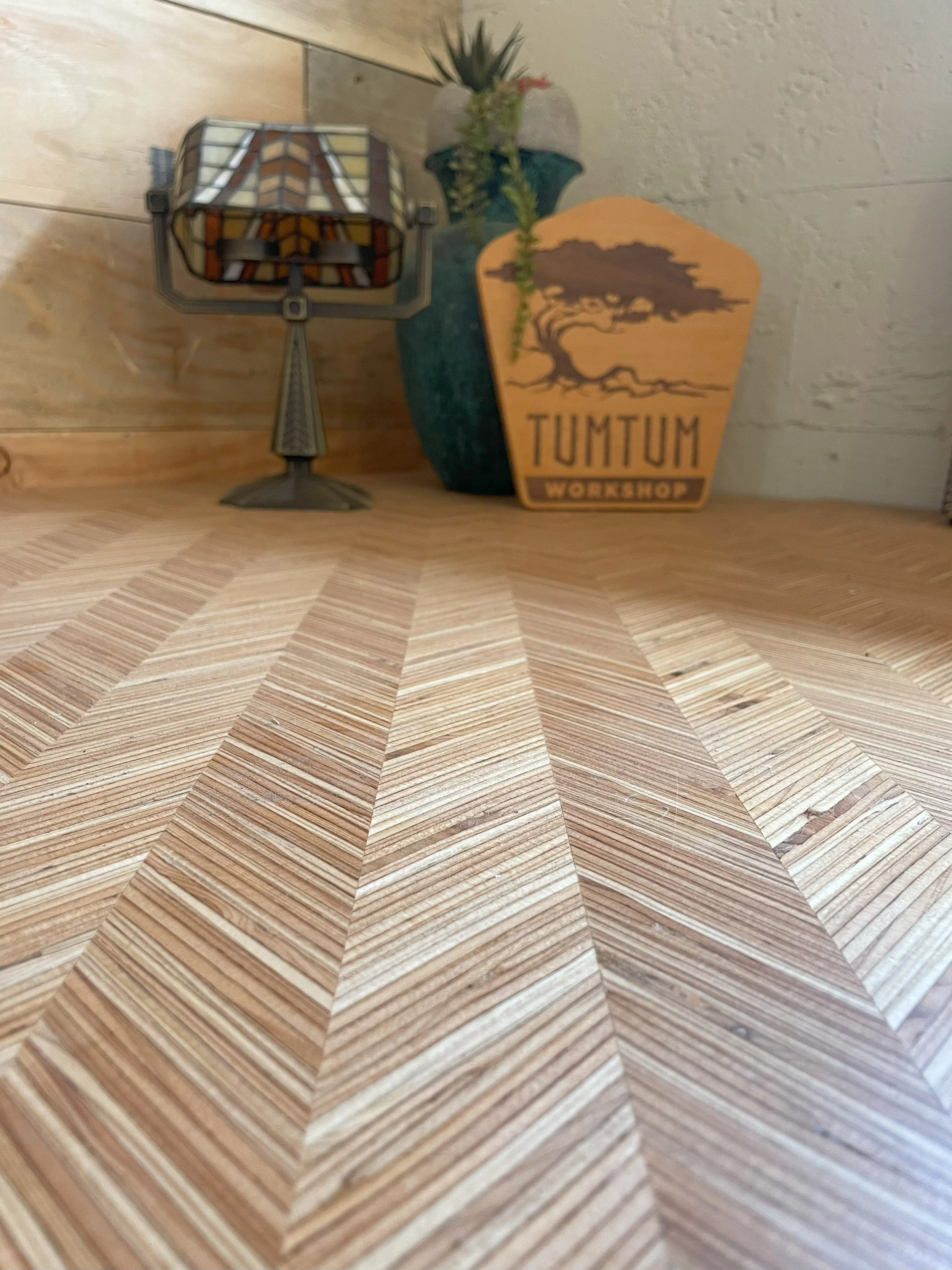 Herringbone countertop.