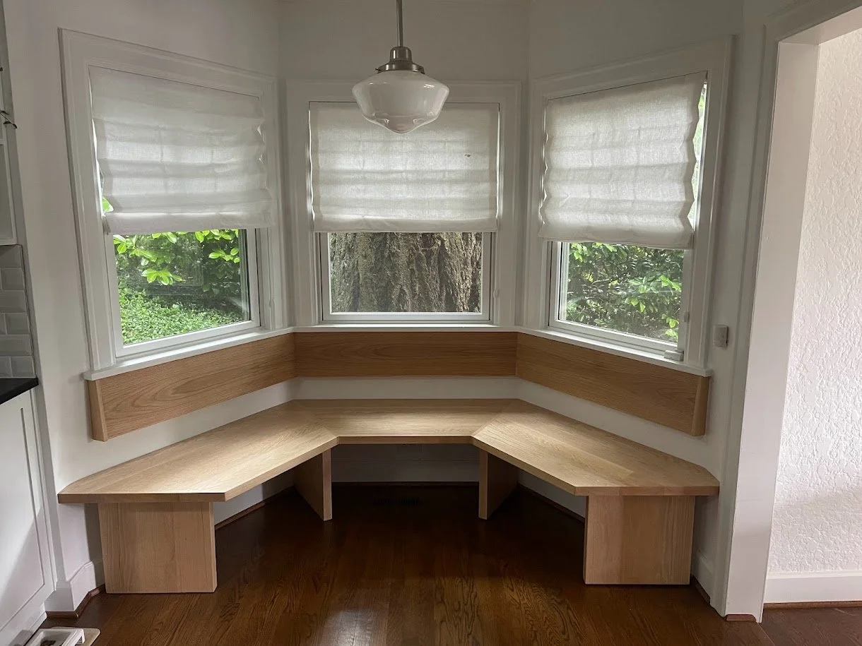 Built in white oak bench.