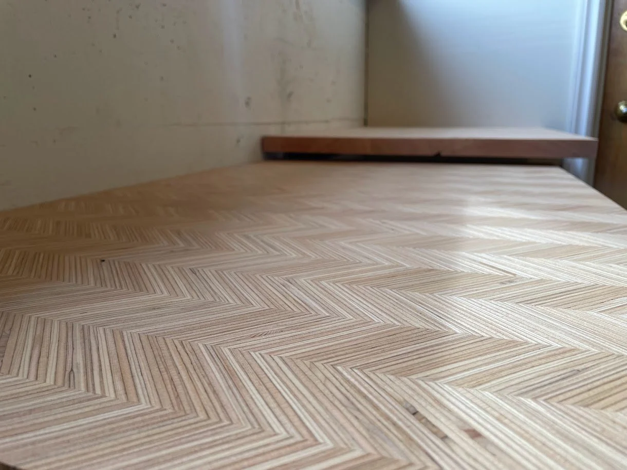 Herringbone countertop.