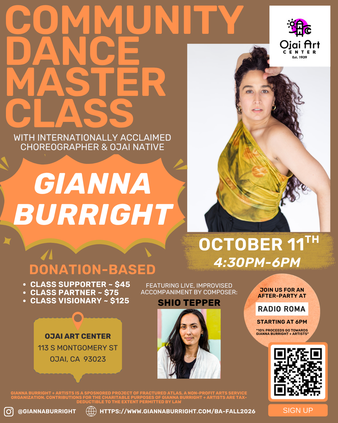 Community Dance Masterclass with Gianna Burright (After-Party @ Radio Roma!)