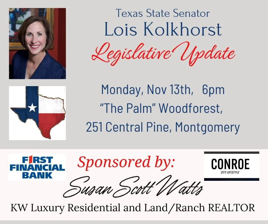 Legislative Update With TX Senator Lois Kolkhorst — Montgomery County  Republican Party of Texas GOP
