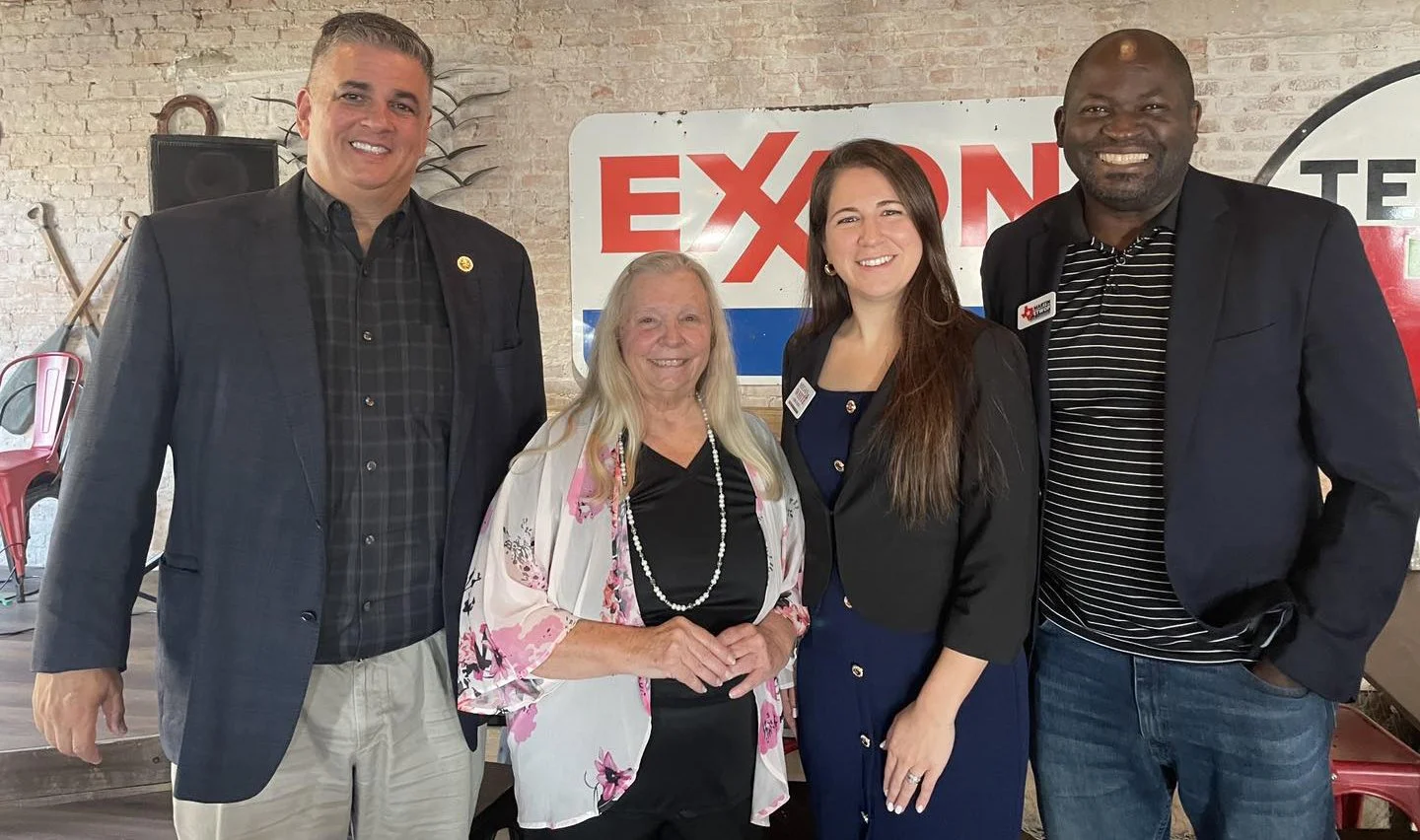 Chairman Withrow with candidates Jon Bouché, Megan White, and Martin Etwop