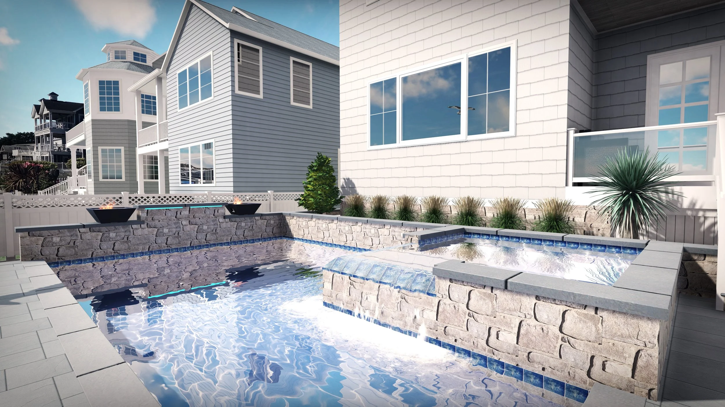 3D architectural rendering of a coastal residential home for a Jersey Shore builder by Hyatt Creative Design in Longport New Jersey