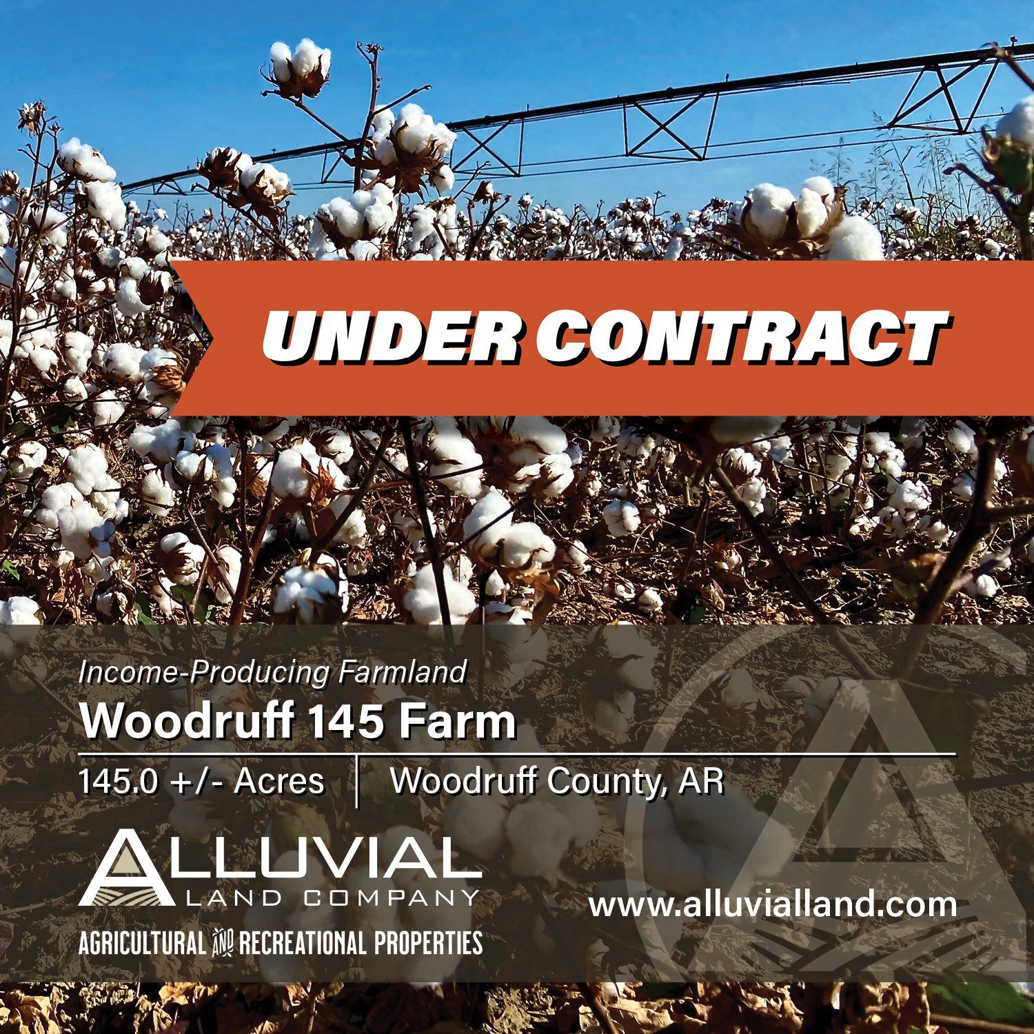 UNDER CONTRACT
The Woodruff 145 Farm, located two miles south of McCrory, Arkansas, in Woodruff County. The property is 145.0 +/- total acres with 120.0 +/- acres in income-producing farmland. The land has excellent access via Woodruff County Road 62