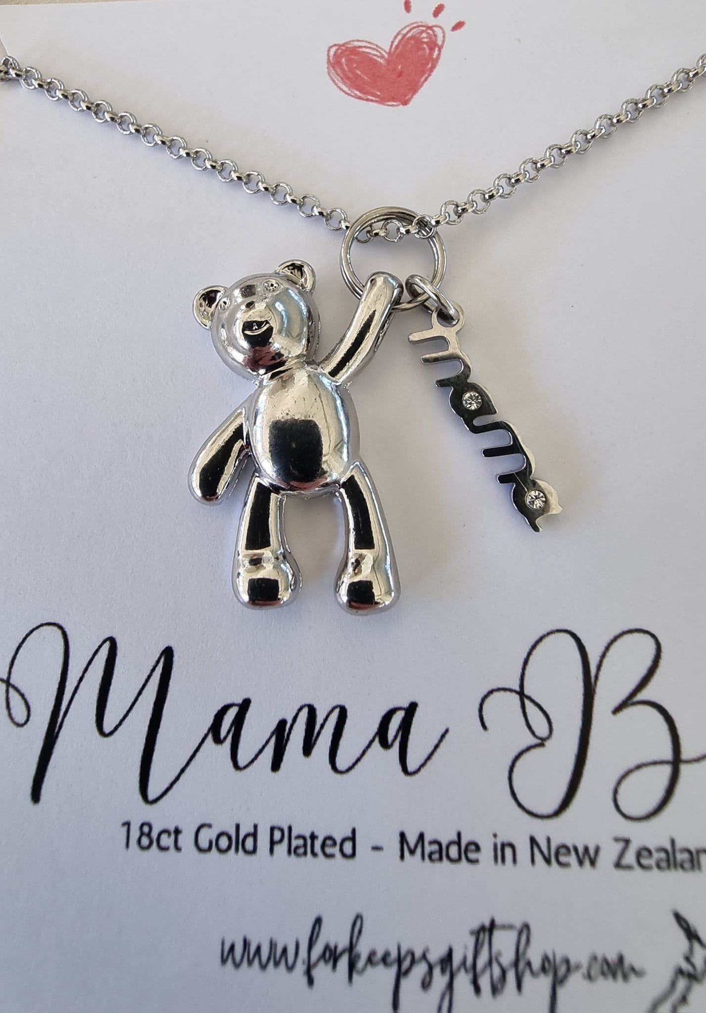 Baby Bear Mama Bear Necklace Sterling Silver Mama Bear Necklace In