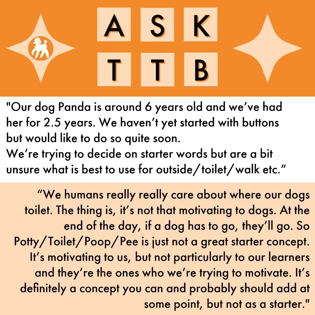 Outside =/= Potty! 😝🚽 
Toilet words are super motivating *to us humans* but generally not to our learners. This can cause a lot of confusion and early frustration when folks try to use that concept as a starter.

Read the whole piece at https://tal