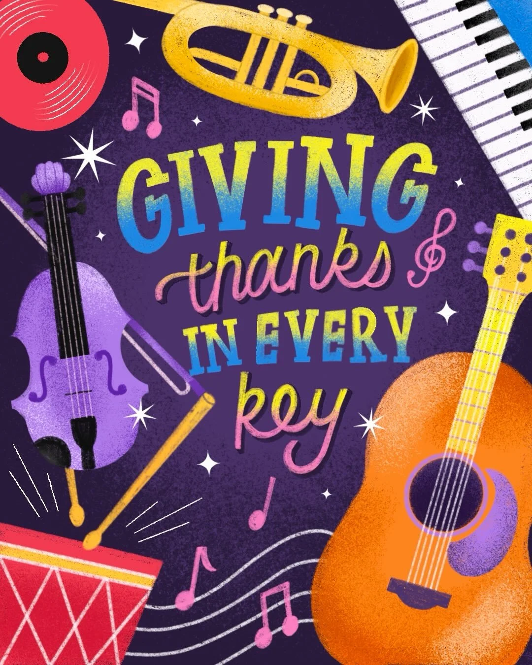 Sharing a social post illustration I made for Thanksgiving for a non-profit client 🎶 A fun, quick project like these make me so happy! These type of social posts definitely add more color and a human touch to a company&rsquo;s feed 🥰