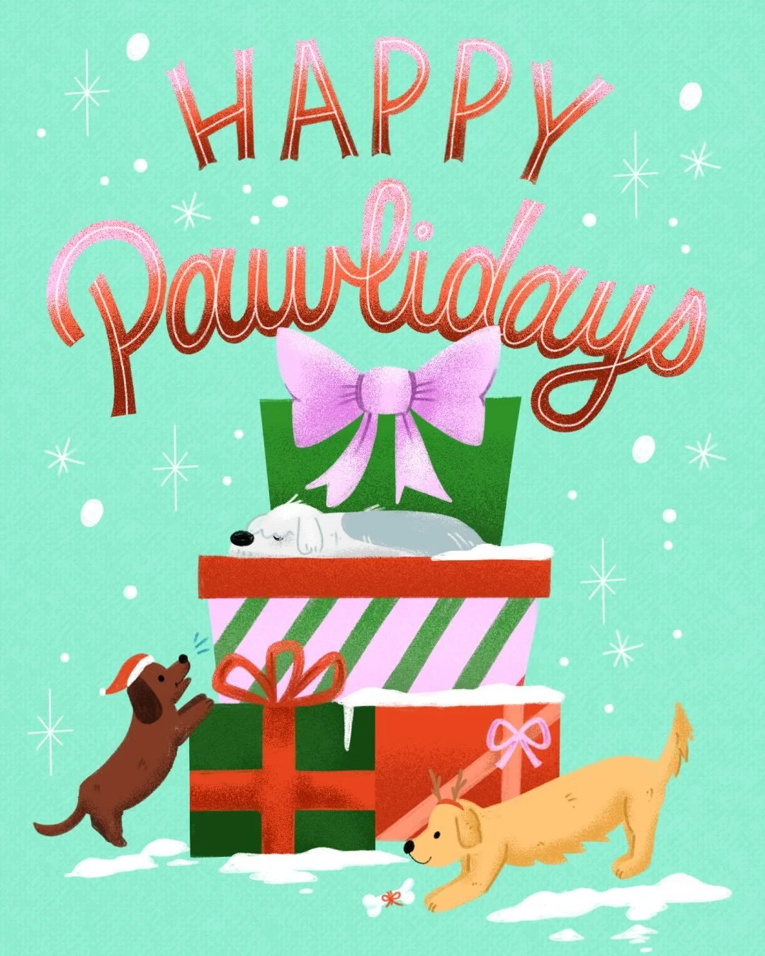 Some paw-liday magic! 🌟 This artwork is part of my Merry Petsmas collection. I reused the hero illustration to also create a pattern ✏️