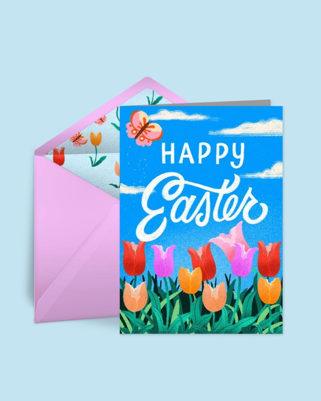 Happy Easter 🌷🐰 A card I designed for @punchbowl is live on the site!

&mdash;
#eastercard#happyeaster#greetingcarddesign#artlicensing 

easter - tulips - floral design - greeting card