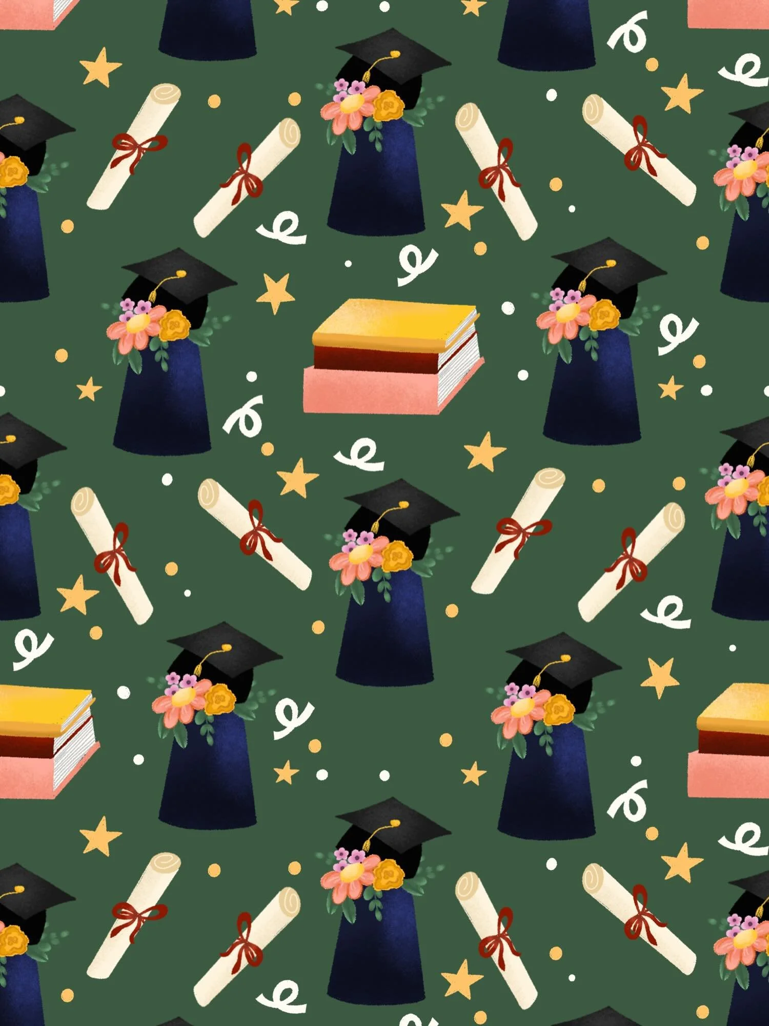 A pattern design for the graduation season 🎓⭐️

&mdash;
grad - congratulations - school - art licensing 

#graduation#patterndesign#illustrator#surfacepatterndesign#patterndesignersclub