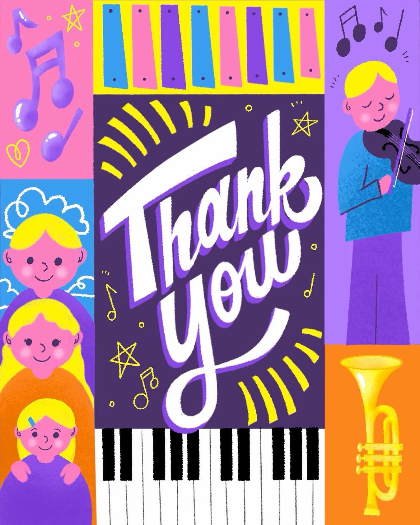 An illustration I created recently for a music non-profit in honor of World Parents Day 🌎🎶

&mdash;

#thankyou#socialillustration#illustration#handlettering#lettering