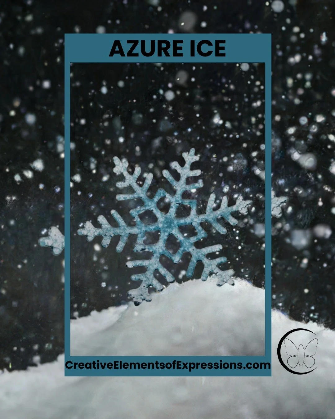 ❄️ Azure Ice: A Frozen Work of Art ❄️

Like a winter wonder frozen in time, Azure Ice shimmers with cool, icy blues, capturing the magic of a fresh snowfall.  Set against a bed of snow with flakes gently falling in the background, this handcrafted fu
