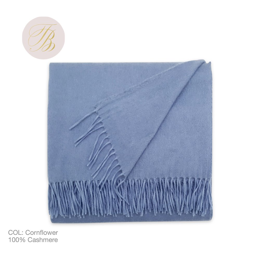 Rey Cashmere Throw - Cornflower Blue