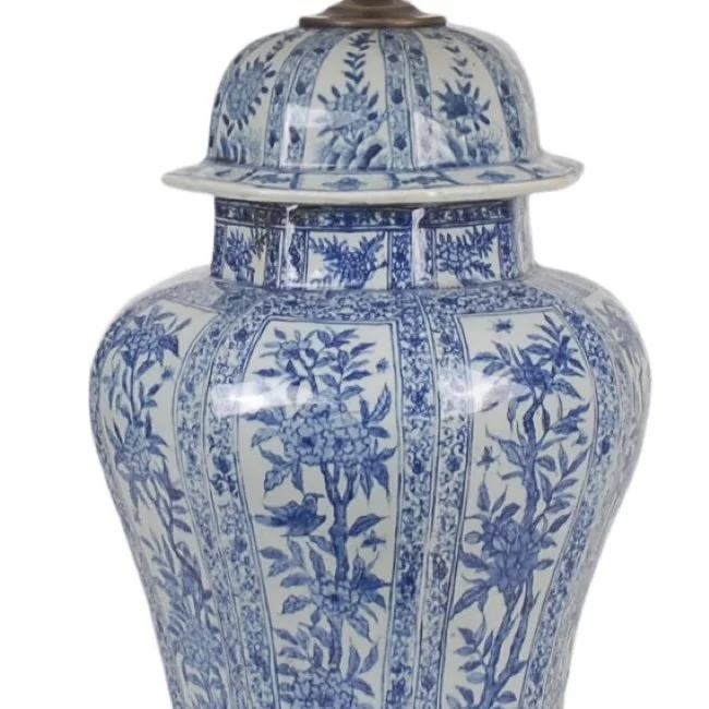 BLUE AND WHITE FLORAL JAR LAMP