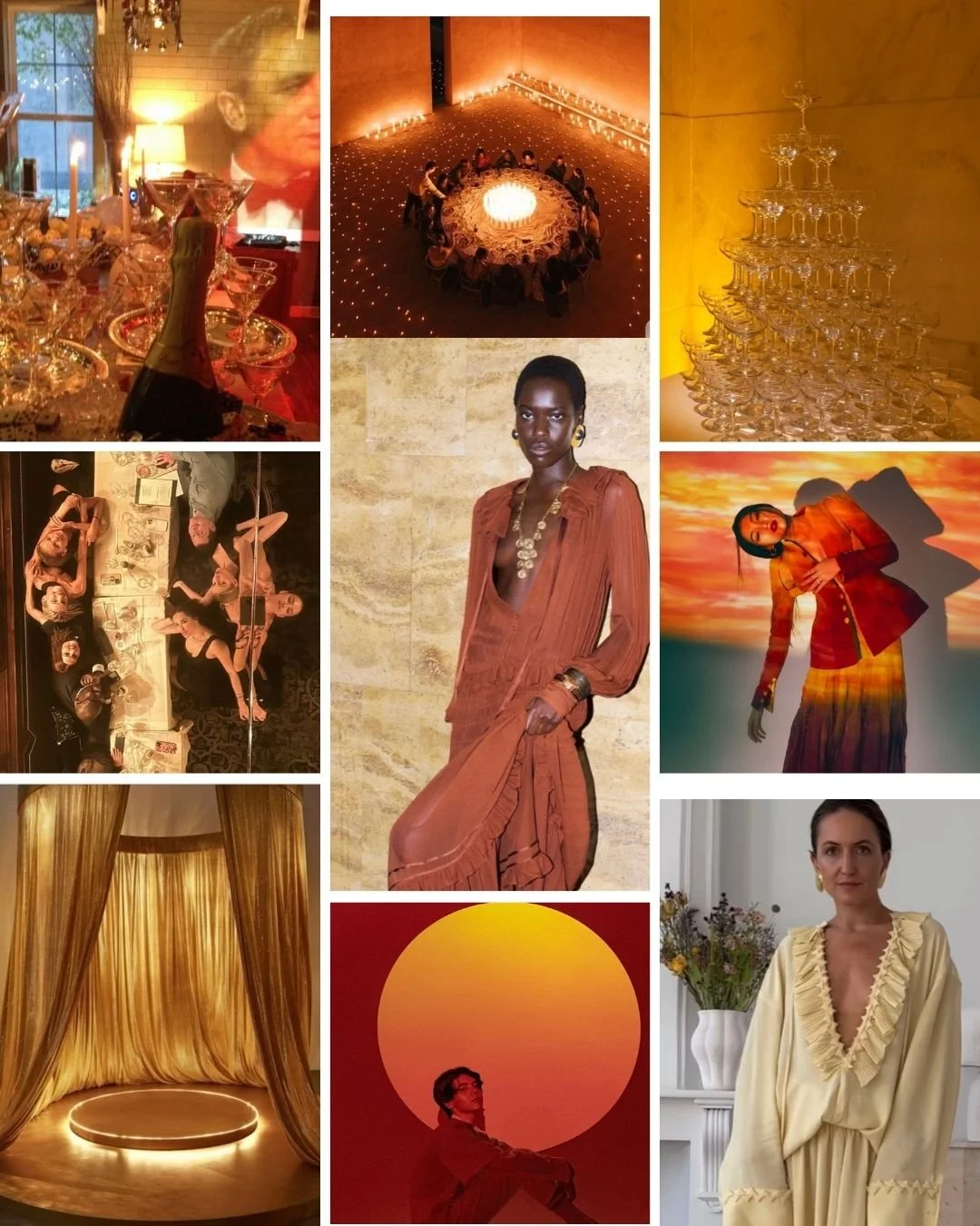 Illuminated Minimalism: Golden Hour Glamour
.
.
.
When I clicked my inbox and saw my client&rsquo;s mood board for their company's holiday party, I literally said OH YES, THIS IS MY PEOPLE.
Seductive. Cinematic. Glowing from within. A whole vibe of s