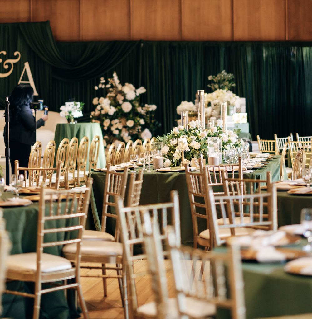 Long candlelit reception table