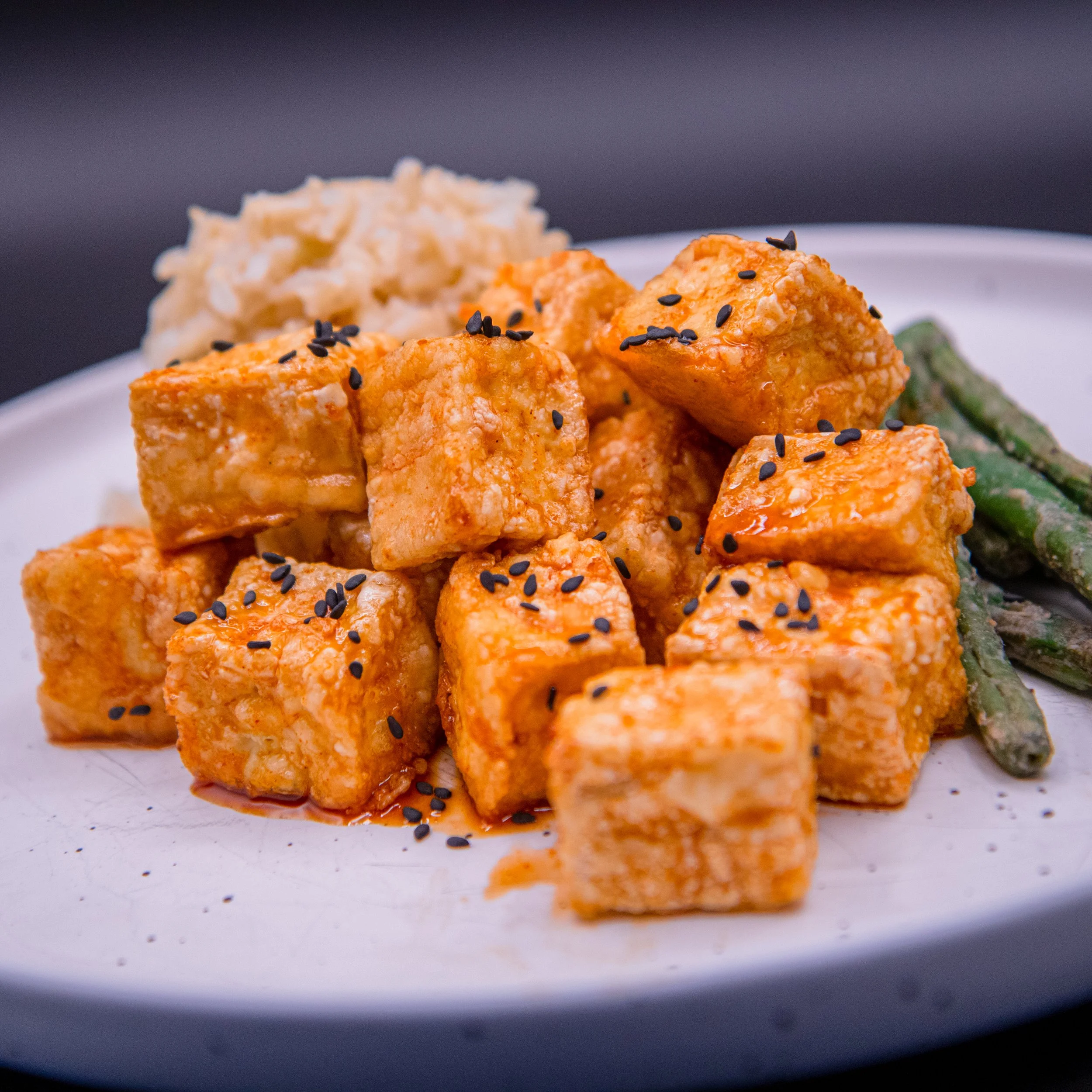 Air-Fried Honey Sriracha Tofu (GF, DF, V)