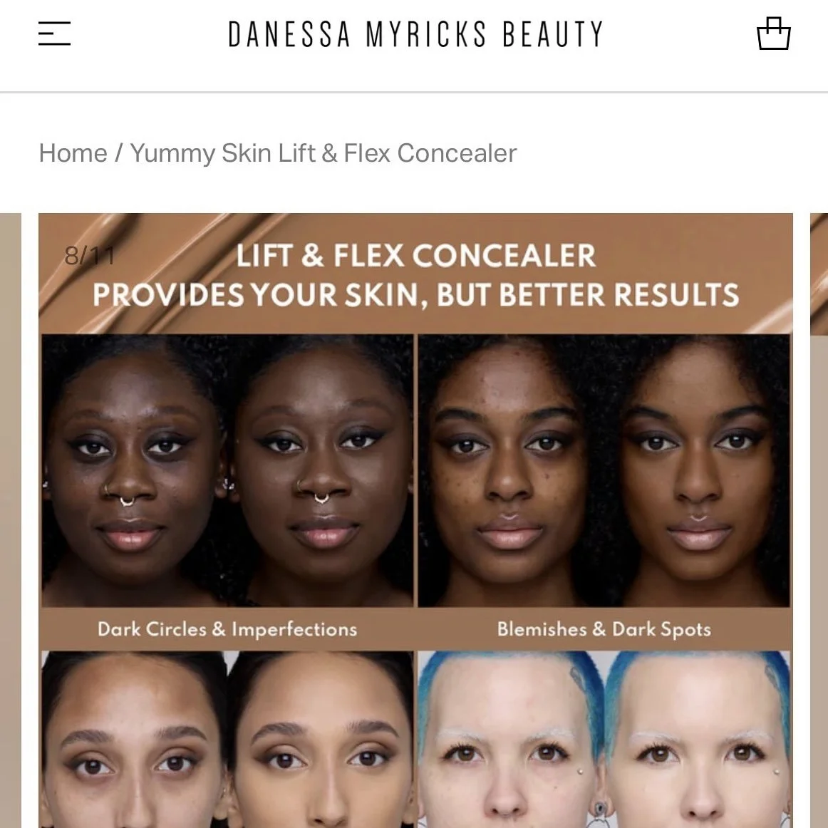 Model Amanda Whyte on Sephora's website for Danessa Myricks Beauty.