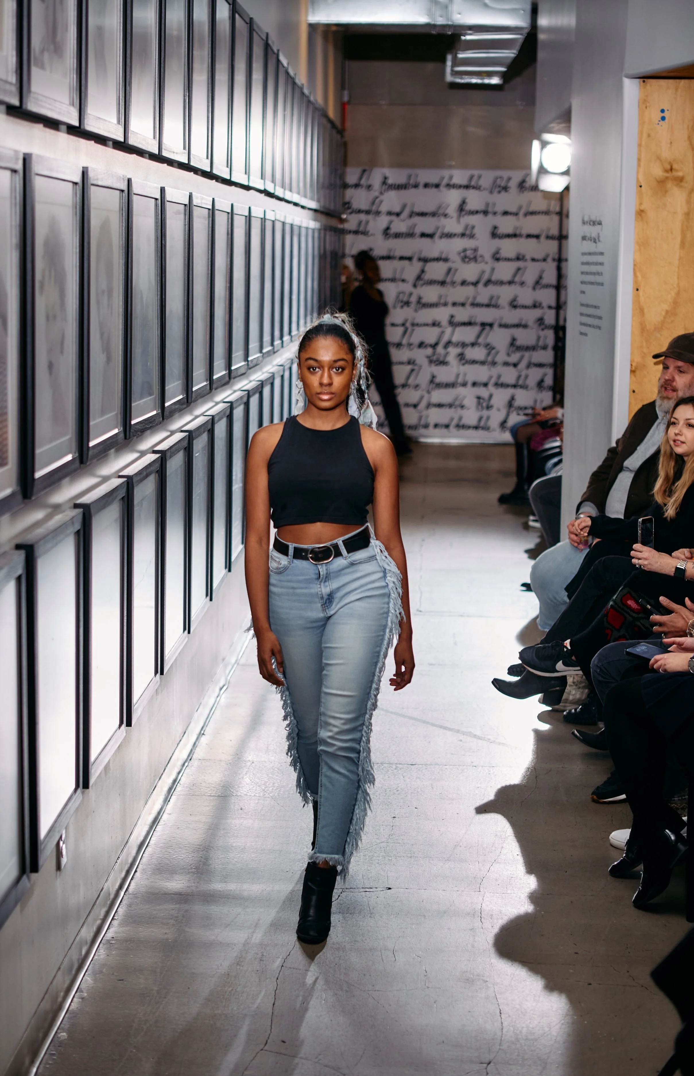 Amanda Whyte, model, walking down the runway for Bumble and Bumble.
