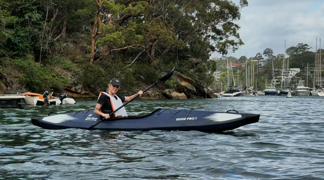 Paddling the Edge Pro 1 in a calm harbour
