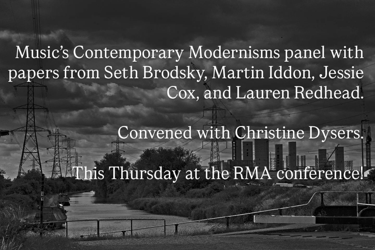 Music&rsquo;s Contemporary Modernisms panel coming up on Thursday at the @royalmusicalassociation conference, convened with @christinehelenrose and with papers from @brodskyseth, Martin Iddon, @jessiecoxmusic, and @laurenredhead. Super excited to hav