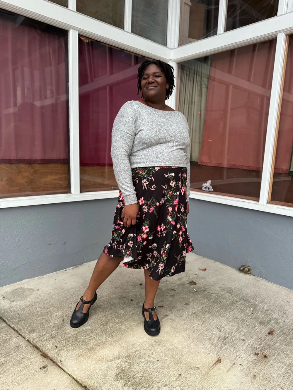 Harley Midi Skirt- Black Floral — KD designs PDX