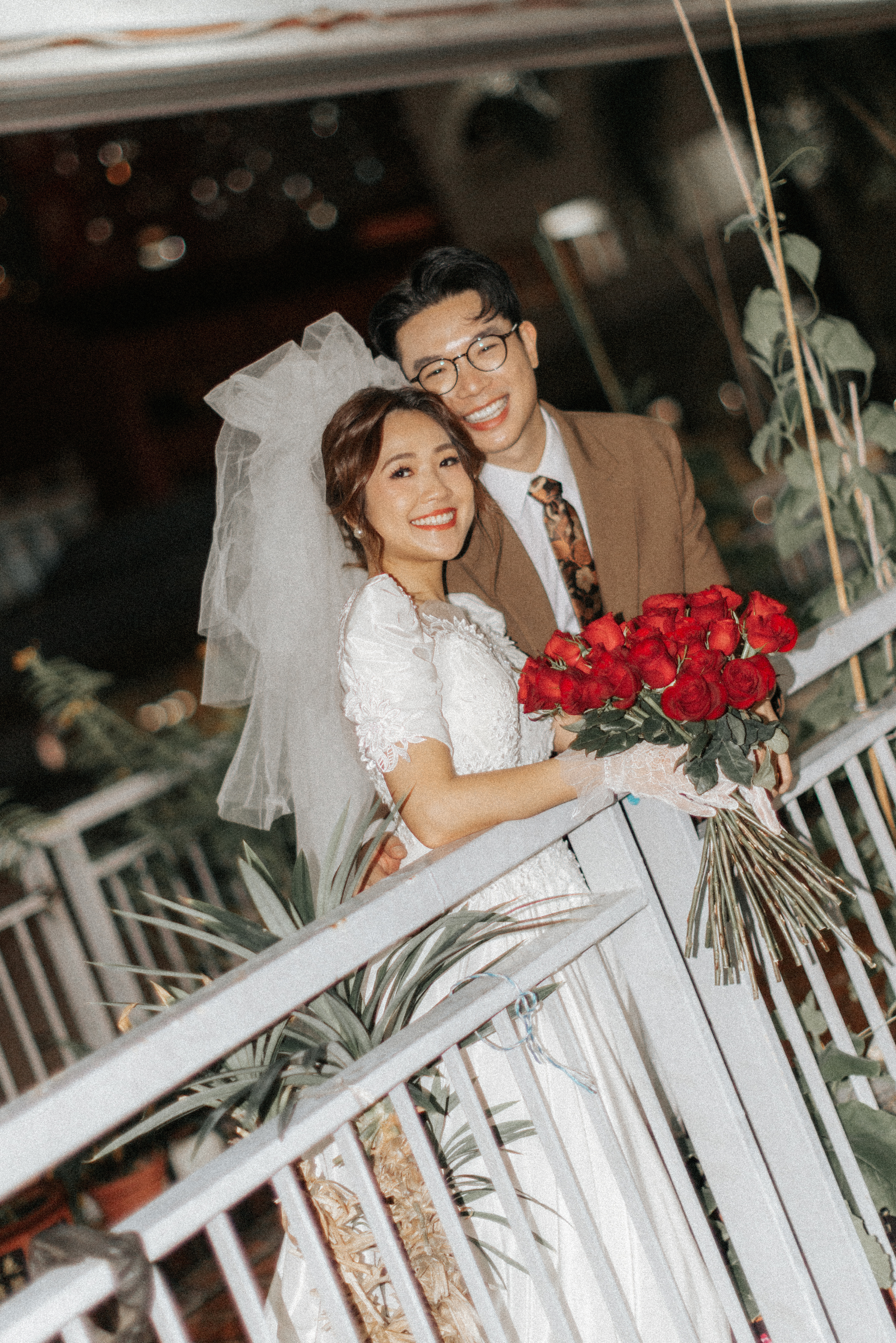 Vintage pre-wedding photoshoot in a Wong Kar Wai style, captured in the Singapore heartlands by Ash for Breadandbutterworks.