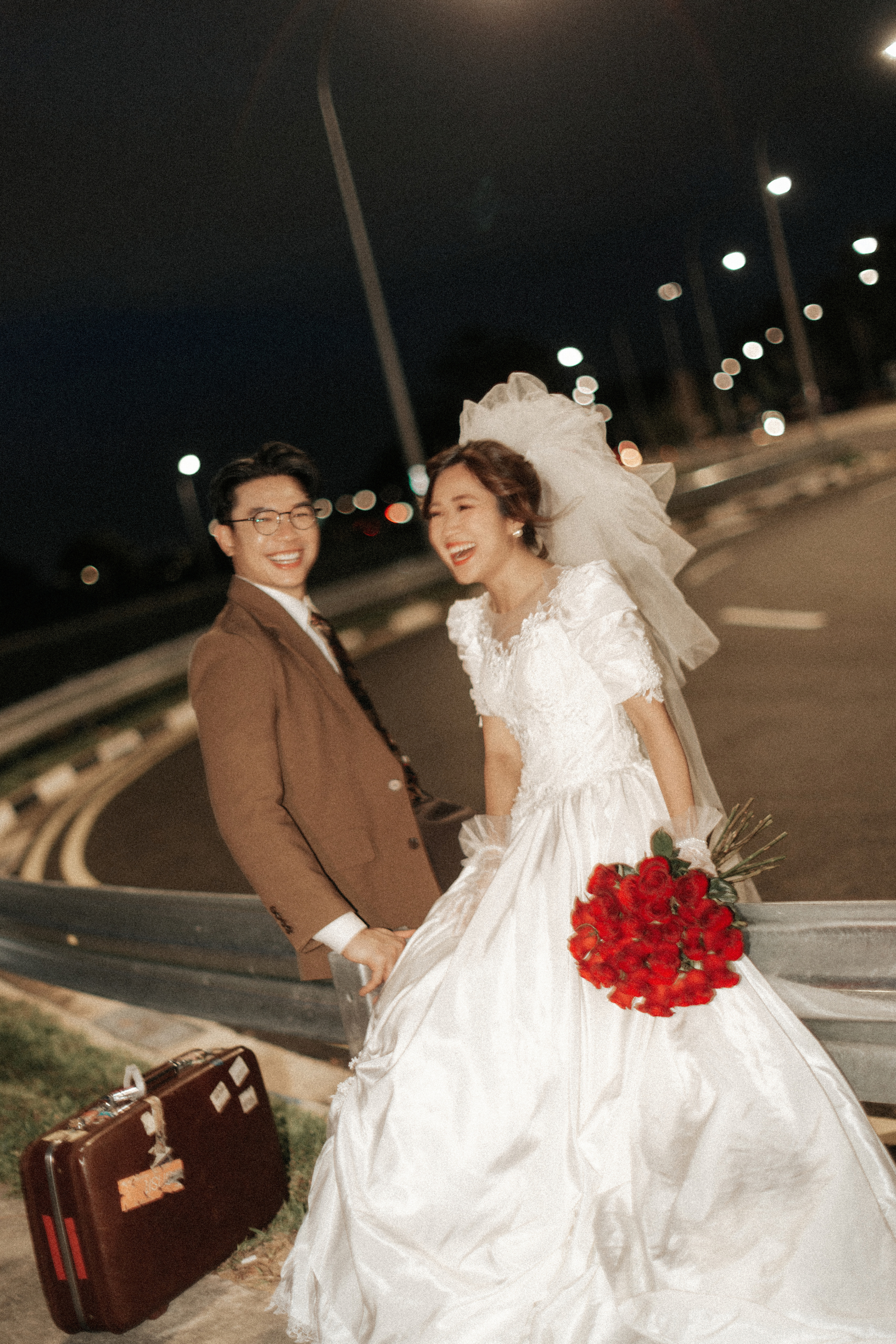 Vintage pre-wedding photoshoot in a Wong Kar Wai style, captured in the Singapore heartlands by Ash for Breadandbutterworks.