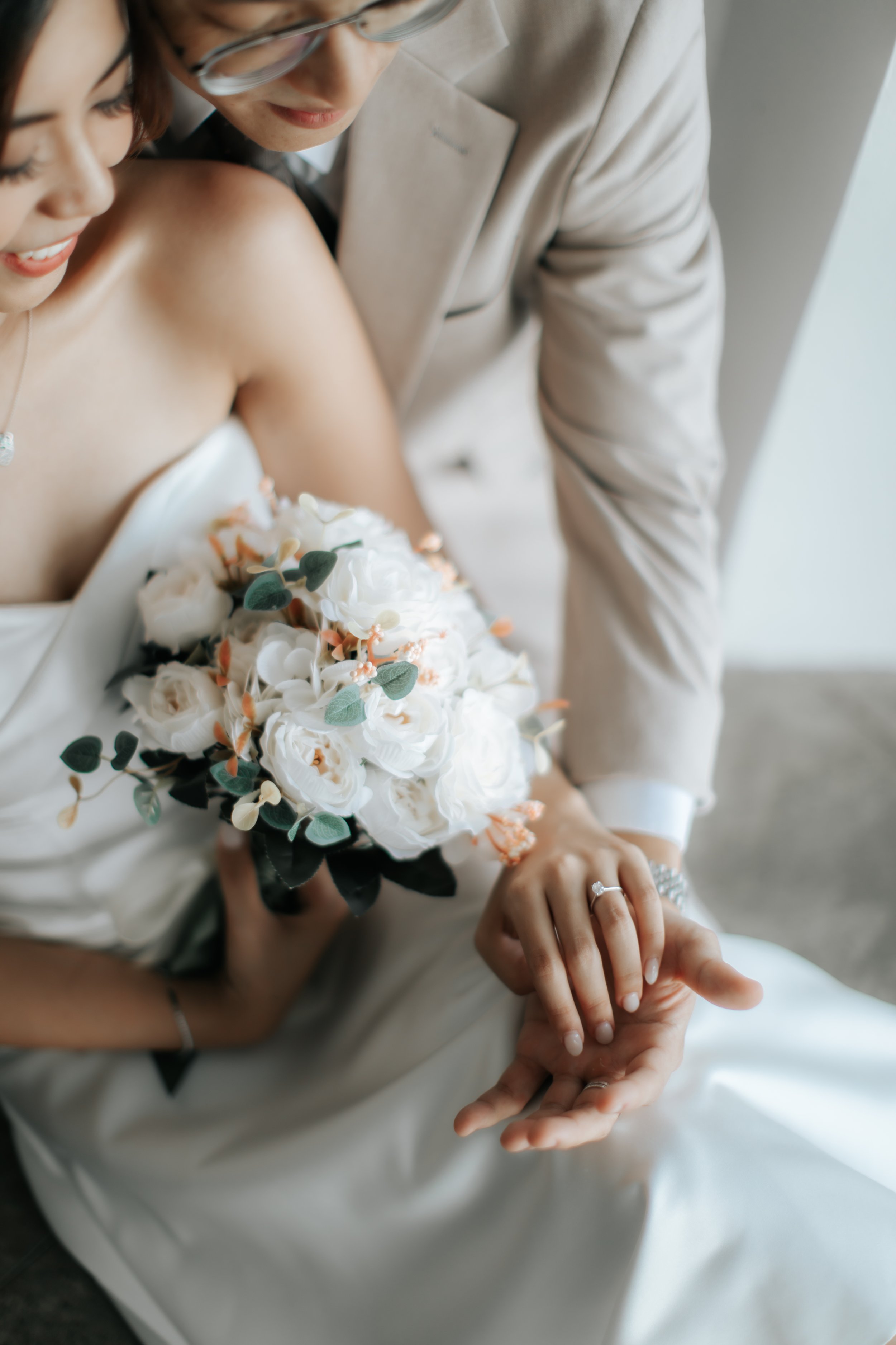 Creative close-up pre-wedding photoshoot at Gallop Extension in Singapore. Captured in a light and airy style by Arielle for Breadandbutterworks.