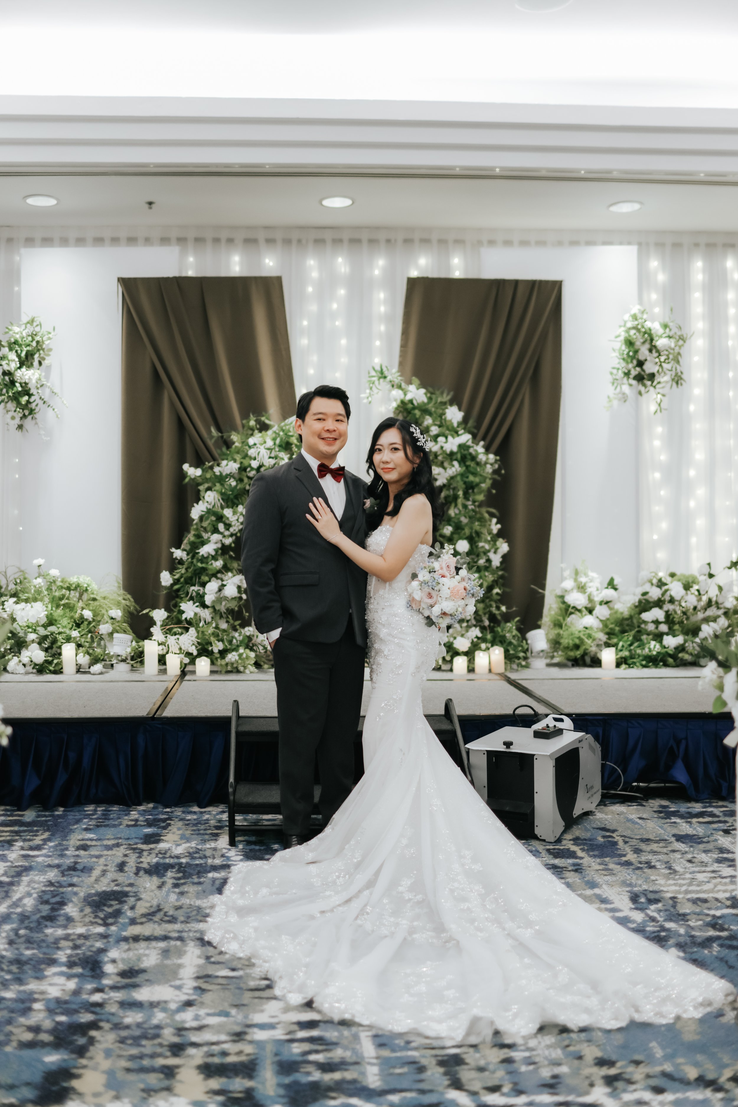 Light and airy actual day wedding photoshoot taken in Holiday Inn. Captured by Arielle for Breadandbutterworks. 